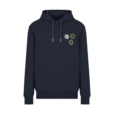 Armani Exchange FW22 Logo Printed Navy Blue Hoodie 6LZMJC-ZJ6HZ-1510