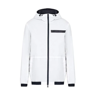 Armani Exchange FW22 Logo Striped Zip-Up Jacket for Men - White 3LZB11-ZNJ7Z-11100