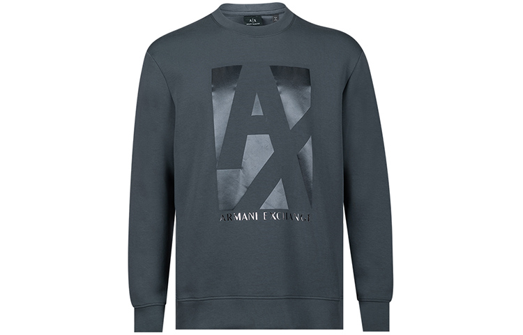 Armani Exchange FW22 Navy Crewneck Sweatshirt with Logo Print for Men 6LZMHB-ZJXBZ-1978