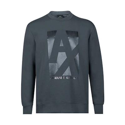 Armani Exchange FW22 Navy Crewneck Sweatshirt with Logo Print for Men 6LZMHB-ZJXBZ-1978