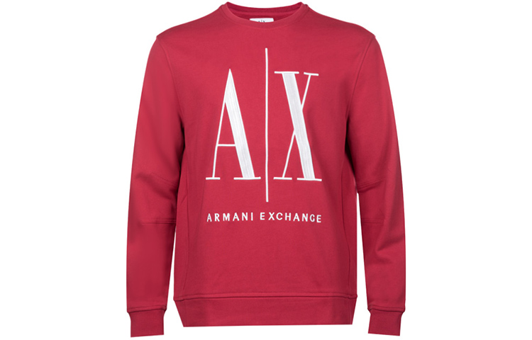 Armani Exchange FW22 Oversized Red Crewneck Sweatshirt with Large Logo Embroidery 8NZMPA-ZJ1ZZ-1496
