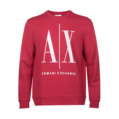 Armani Exchange FW22 Oversized Red Crewneck Sweatshirt with Large Logo Embroidery 8NZMPA-ZJ1ZZ-1496