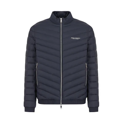 ARMANI EXCHANGE FW22 Quilted Down Jacket Navy Blue Winter Coat. 8NZB52-ZNW3Z-15578