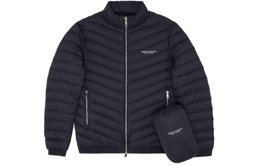 Lookbook ARMANI EXCHANGE FW22 Quilted Down Jacket Navy Blue  Winter Coat. 8NZB52-ZNW3Z-15578