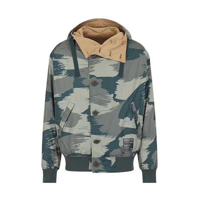 Armani Exchange FW22 Smudge Effect Reversible Zip Hoodie Jacket Green Men 3LZB01-ZNR9Z-125BH