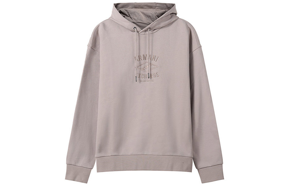 Armani Exchange FW22 Solid Logo Embroidered Hoodie Beige Brown 6LZMLD-ZJNBZ-1709