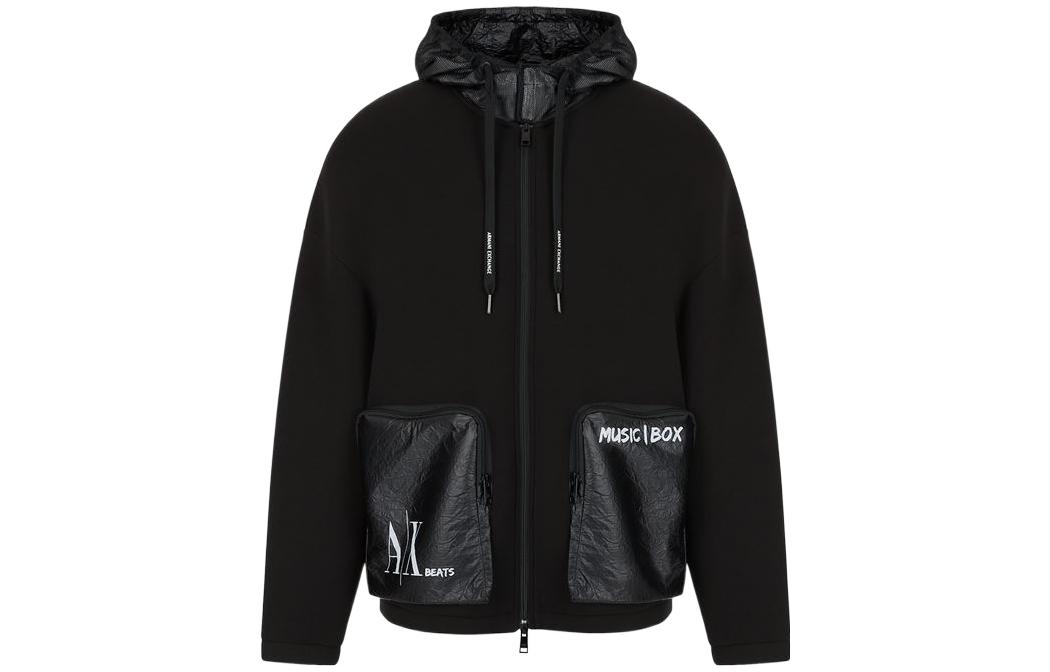 Armani Exchange FW22 Solid Logo Hoodie Jacket Men’s Black 3LZMJJ-ZJYBZ-11200