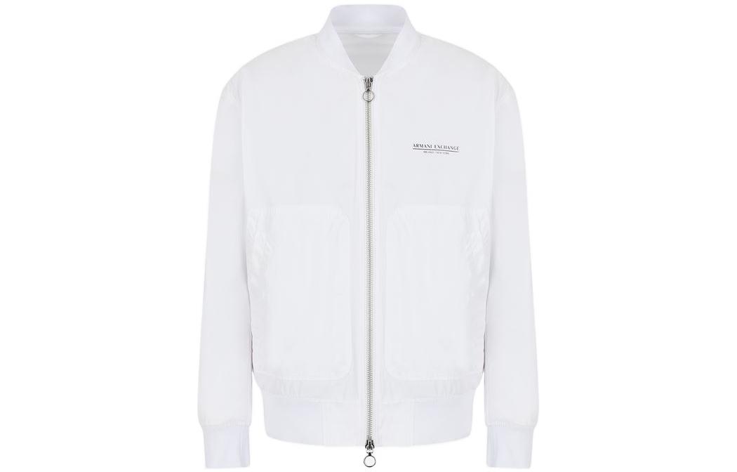 Armani Exchange FW22 White Letter Print Zip Jacket for Men 3LZBL2-ZNSPZ-11100