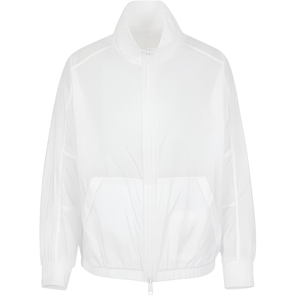 Armani Exchange FW22 White Logo Nylon Zip-Up Waist-Drawstring Jacket 3LZB68-ZNB8Z-11100