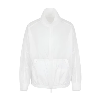 Armani Exchange FW22 White Logo Nylon Zip-Up Waist-Drawstring Jacket 3LZB68-ZNB8Z-11100