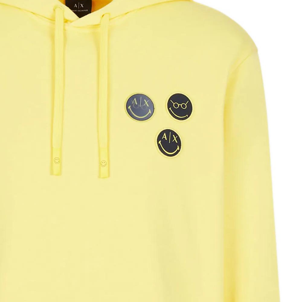 Sizing Armani Exchange FW22 黃色連帽上衣 印花Logo及抽繩设计 6LZMJC-ZJ6HZ-11656
