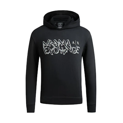 ARMANI EXCHANGE FW23 Black Hoodie with Logo Print. 6RZMBB-ZJBWZ-1200