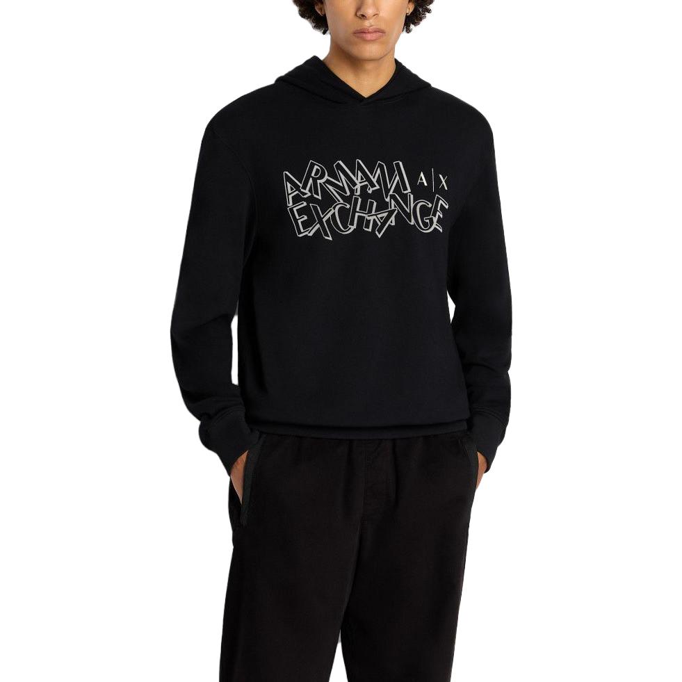 Purchase ARMANI EXCHANGE FW23 Hoodie Hitam dengan Cetakan Logo. 6RZMBB-ZJBWZ-1200