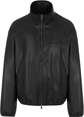 ARMANI EXCHANGE FW23 Black Logo Embossed High Neck Zip Cotton Jacket. 6RZB17-ZE1CZ-1200 Buy ARMANI EXCHANGE FW23 Black Logo Embossed High Neck Zip Cotton Jacket. 6RZB17-ZE1CZ-1200