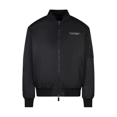 ARMANI EXCHANGE FW23 Black Logo Patch Baseball Collar Cotton Jacket. 6RZB12-ZNJ7Z-1200
