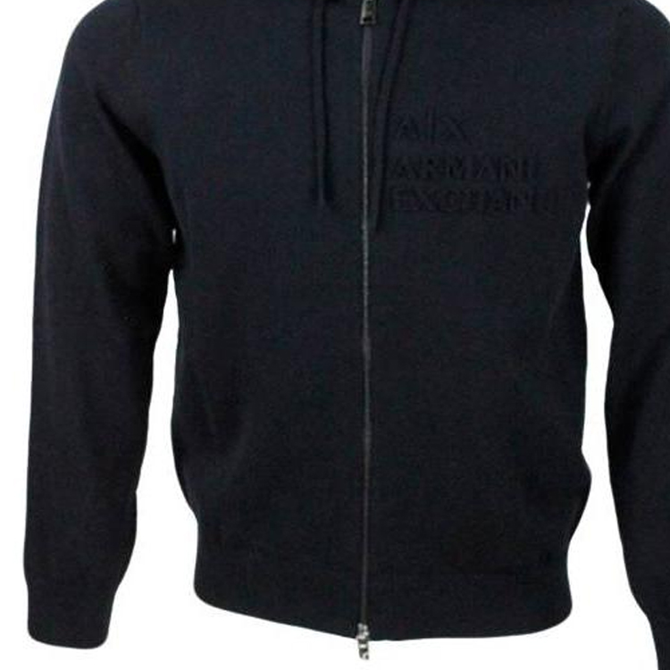Sizing ARMANI EXCHANGE FW23  Blue Solid Zip-Up Hoodie Sweater. 6RZE1B-ZMX8Z-1200
