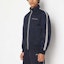 Shop ARMANI EXCHANGE FW23 Navy Blue Cotton Jacket with Double Line Logo Embroidery. 6RZBL6-ZN2UZ-1583