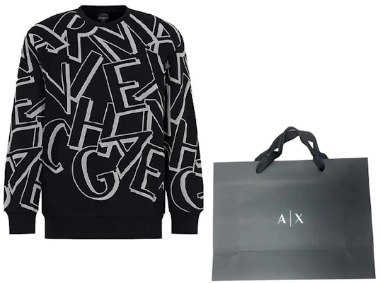 Armani Exchange FW23 黑色圓領運動衫 與植絨字母印花 6RZMBA-ZJBWZ-1200 Lookbook Armani Exchange FW23 黑色圓領運動衫 與植絨字母印花 6RZMBA-ZJBWZ-1200
