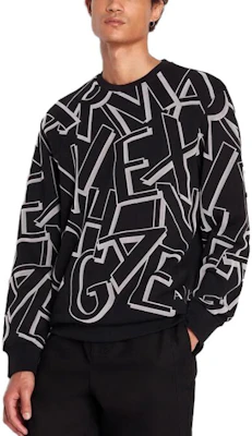Armani Exchange FW23 黑色圓領運動衫 與植絨字母印花 6RZMBA-ZJBWZ-1200 Shop Armani Exchange FW23 黑色圓領運動衫 與植絨字母印花 6RZMBA-ZJBWZ-1200