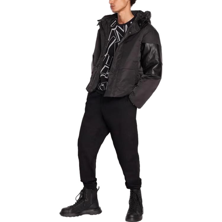 Details for Armani Exchange FW23 黑色圓領運動衫 與植絨字母印花 6RZMBA-ZJBWZ-1200