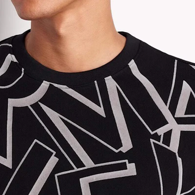 Armani Exchange FW23 黑色圓領運動衫 與植絨字母印花 6RZMBA-ZJBWZ-1200 Cheap Armani Exchange FW23 黑色圓領運動衫 與植絨字母印花 6RZMBA-ZJBWZ-1200