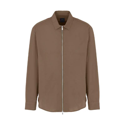 Armani Exchange FW23 Brown Solid Zip-Up Collar Jacket 6RZCL6-ZN2VZ-1784