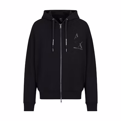Armani Exchange FW23 Letter Print Zip Hoodie Black 6RZMAL-ZJ9KZ-1200