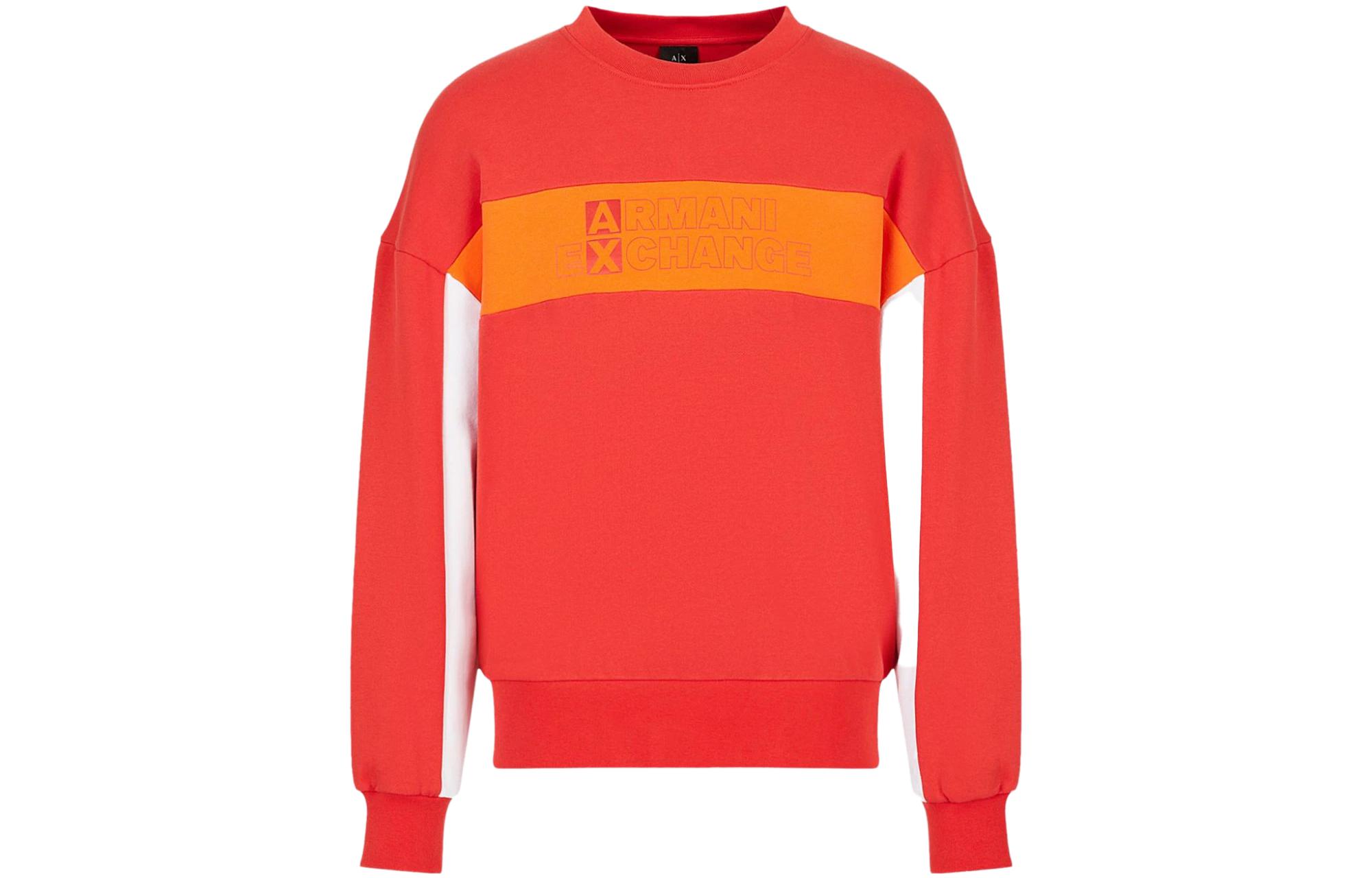 Armani Exchange FW23 Logo Print Colorblock Sweatshirt Orange 3RZMDA-ZJBWZ-104AB