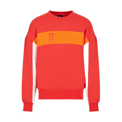 Armani Exchange FW23 Logo Print Colorblock Sweatshirt Orange 3RZMDA-ZJBWZ-104AB