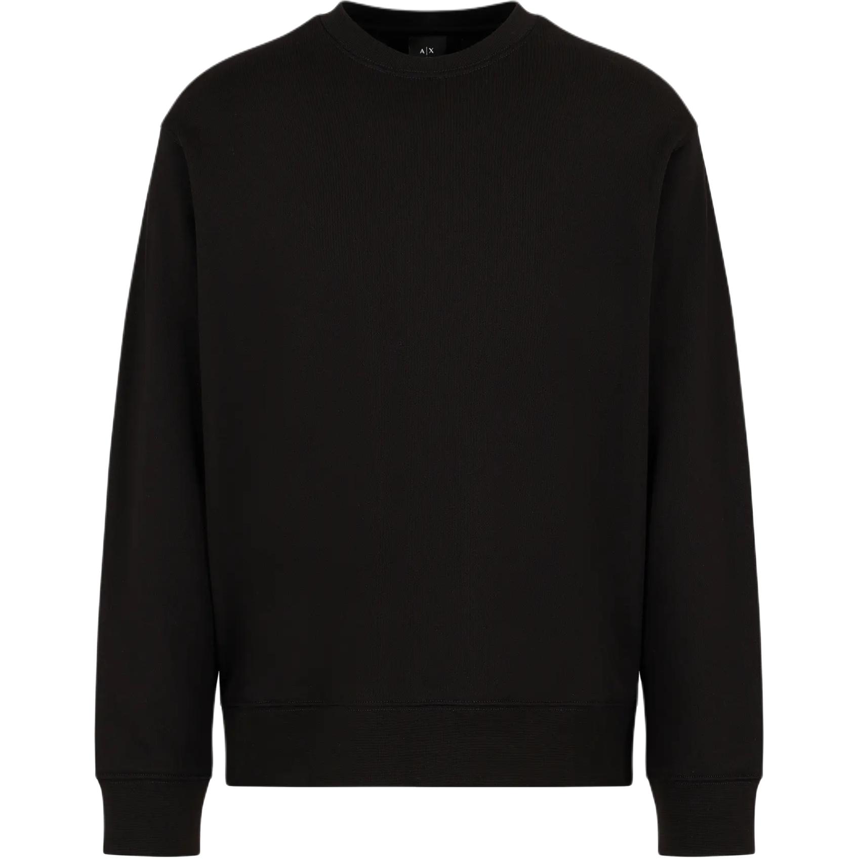 Armani Exchange FW24 Black Crewneck Sweatshirt with Logo Embroidery 6DZMHP-ZJ4XZ-1200