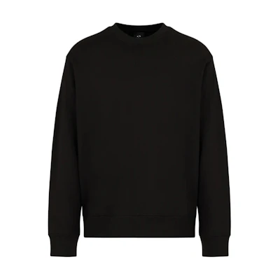Armani Exchange FW24 Black Crewneck Sweatshirt with Logo Embroidery 6DZMHP-ZJ4XZ-1200