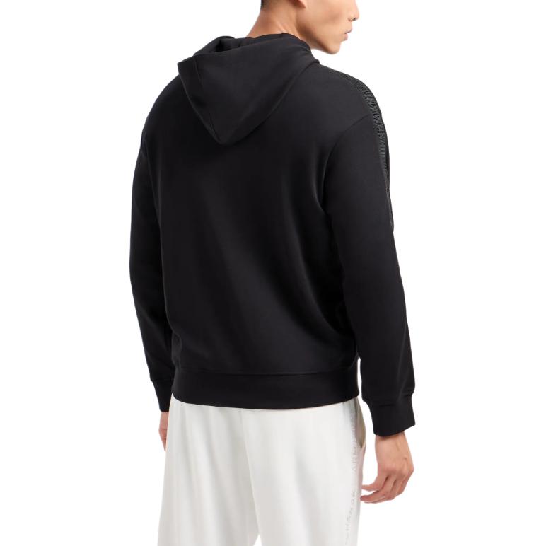 Shop Armani Exchange FW24 黑色連帽外套附標誌飾帶 6DZMLC-ZJNNZ-1200