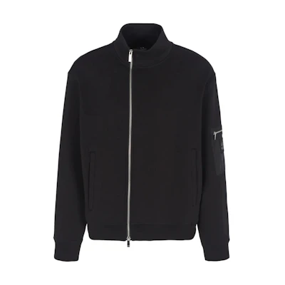 Armani Exchange FW24 Black Logo Stand Collar Zip-Up Jacket XM000085-AF10818-UC001