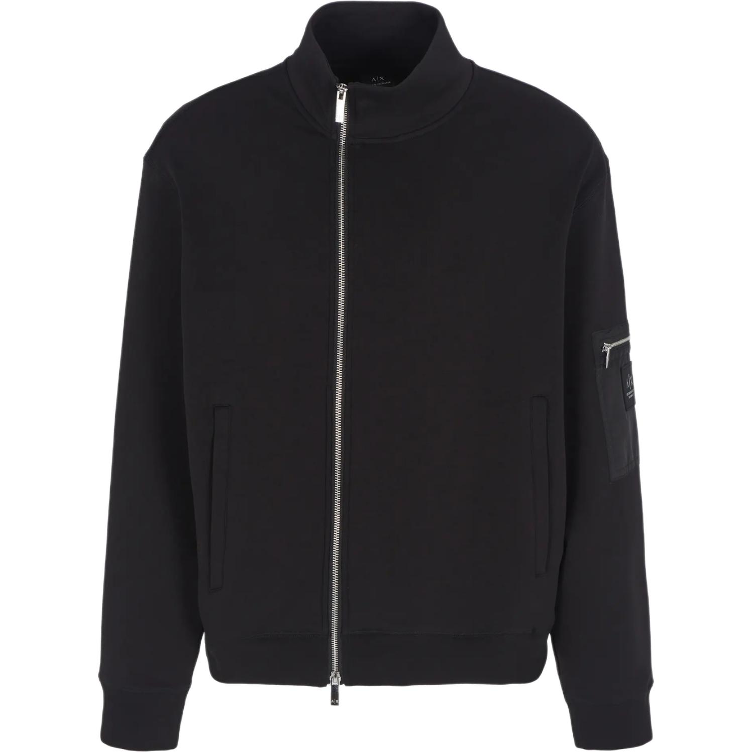Order Armani Exchange FW24 Black Logo Stand Collar Zip-Up Jacket XM000085-AF10818-UC001