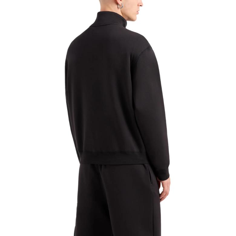 Shop Armani Exchange FW24 Black Logo Stand Collar Zip-Up Jacket XM000085-AF10818-UC001