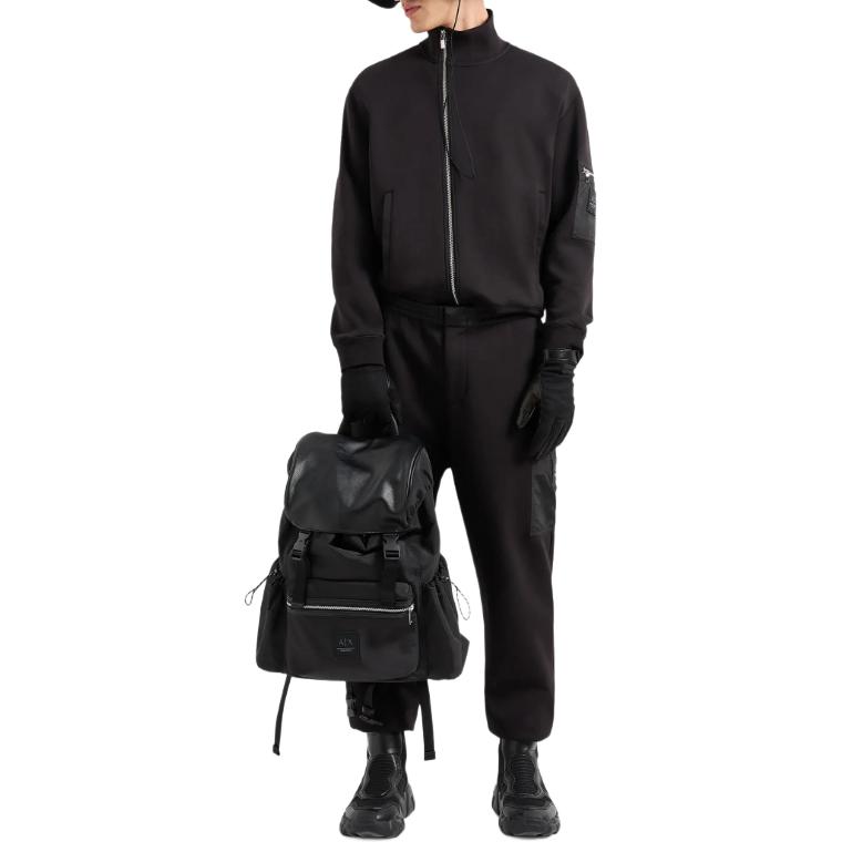 Purchase Armani Exchange FW24 Black Logo Stand Collar Zip-Up Jacket XM000085-AF10818-UC001