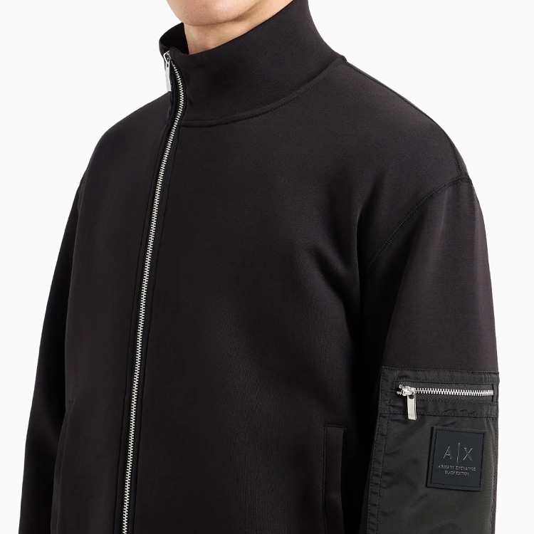 Details for Armani Exchange FW24 Black Logo Stand Collar Zip-Up Jacket XM000085-AF10818-UC001