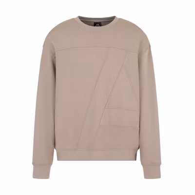 Armani Exchange FW24 Brown Loose-Fit Crewneck Logo Sweatshirt 6DZMJA-ZJNKZ-17AC