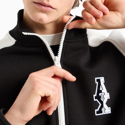 阿玛尼AX FW24拼色logo立领拉链卫衣 男款 多色 6DZMLE-ZJ4XZ-52AM Details for 阿玛尼AX FW24拼色logo立领拉链卫衣 男款 多色 6DZMLE-ZJ4XZ-52AM