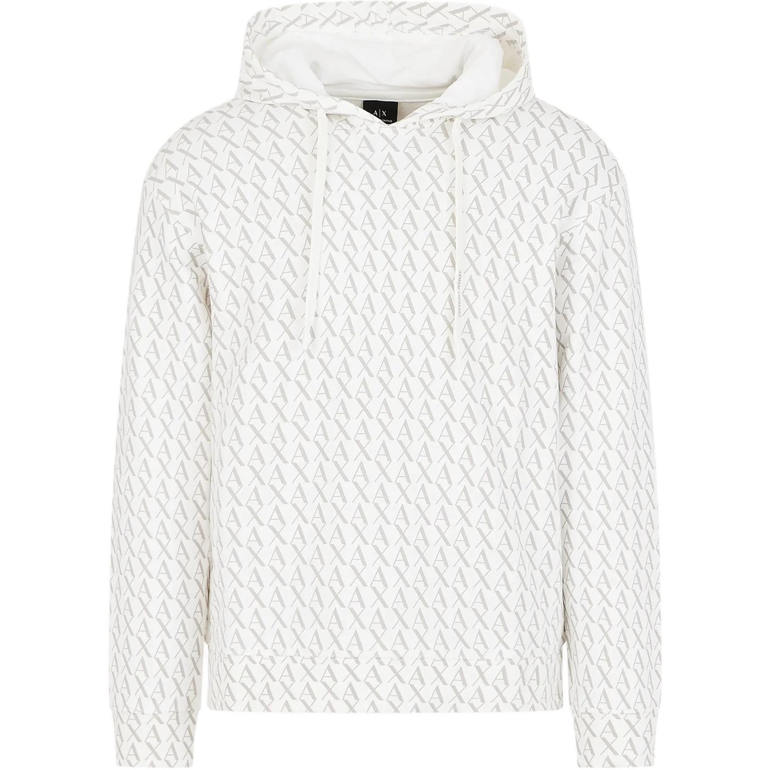 Armani Exchange FW24 Logo Print Pullover Hoodie White - Long Sleeve 8NZMCW-ZJNRZ-41BF