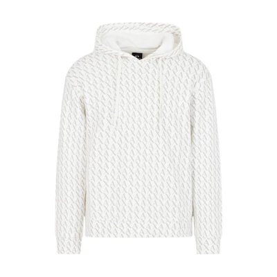Armani Exchange FW24 Logo Print Pullover Hoodie White - Long Sleeve 8NZMCW-ZJNRZ-41BF