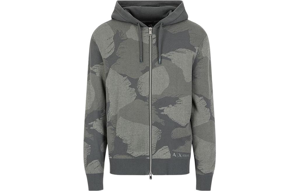 Armani Exchange Green Letter Print Nylon Cotton Zip Jacket FW22 3LZE1D-ZM1QZ-10869