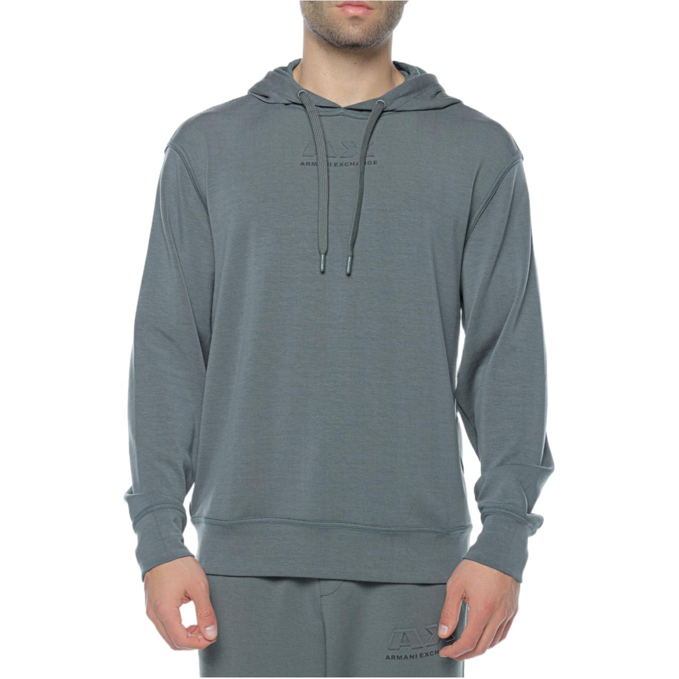 Armani Exchange Grey Solid Color Long-Sleeve Hoodie 3DZMAB-ZJUBZ-1839