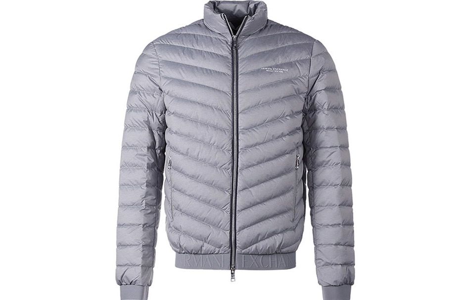 Armani Exchange Grey Zip-Up Puffer Jacket with Stand Collar 8NZB52-ZNW3Z-0902