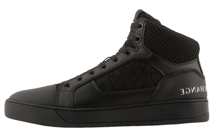 Buy 아르마니 익스체인지 블랙 하이탑 레이스업 스니커즈 XUZ047XV6471R926
