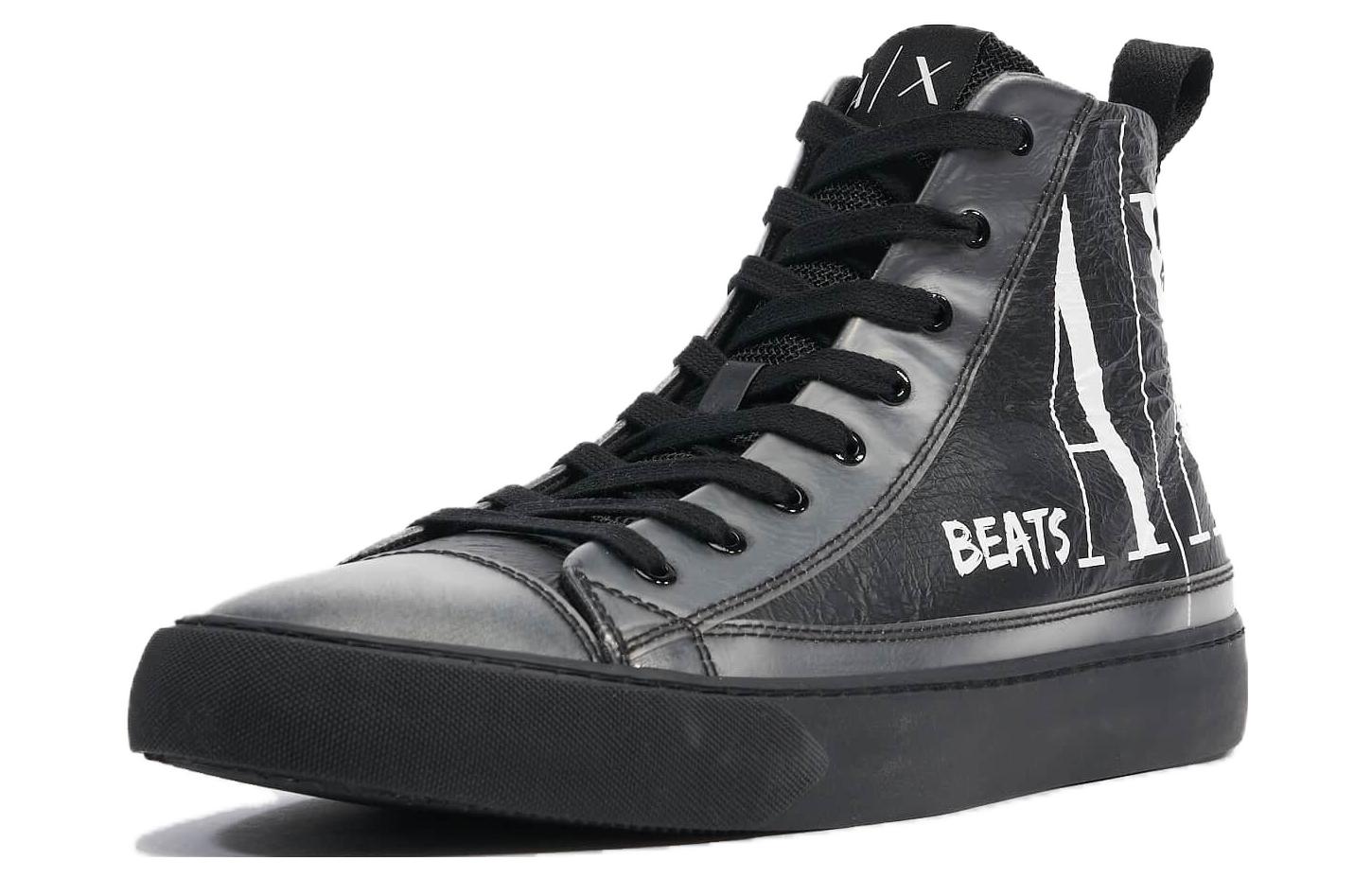 Lookbook Armani Exchange High-Top Sneaker 'Black Leather' XUZ021XV55000007