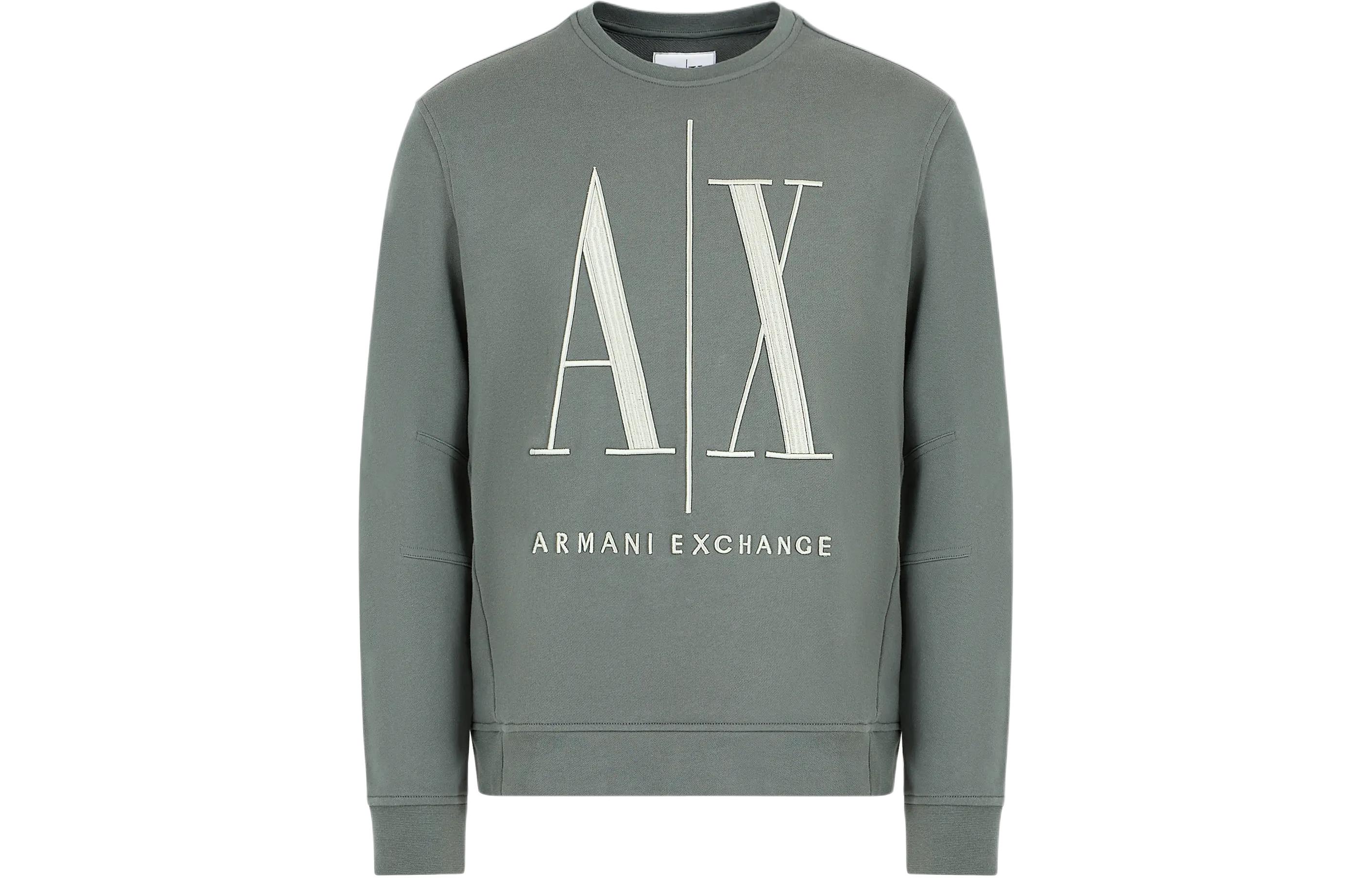 Armani Exchange Icon SS24 Logo Crewneck Long Sleeve Sweatshirt Grey () 8NZMPA-ZJ1ZZ-7802