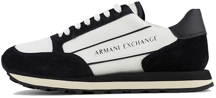 Armani Exchange Leather and Fabric Print Low Top Sneakers 'Black and White' XUX083-XV263-1A001 Armani Exchange Leather and Fabric Print Low Top Sneakers 'Black and White' XUX083-XV263-1A001
