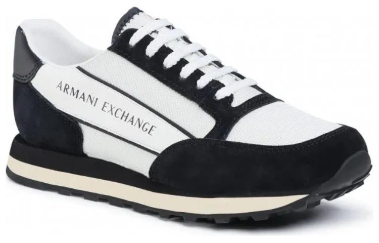 Order Armani Exchange Leather and Fabric Print Low Top Sneakers 'Black and White' XUX083-XV263-1A001