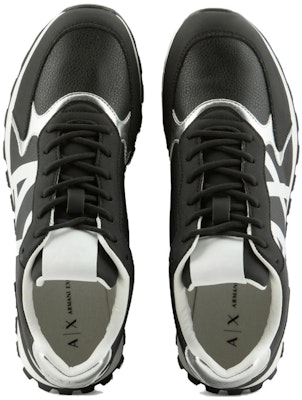 아르마니 익스체인지 블랙앤화이트 가죽 패브릭 로우탑 스니커즈 XUX083-XV263-1A001 Purchase 아르마니 익스체인지 블랙앤화이트 가죽 패브릭 로우탑 스니커즈 XUX083-XV263-1A001